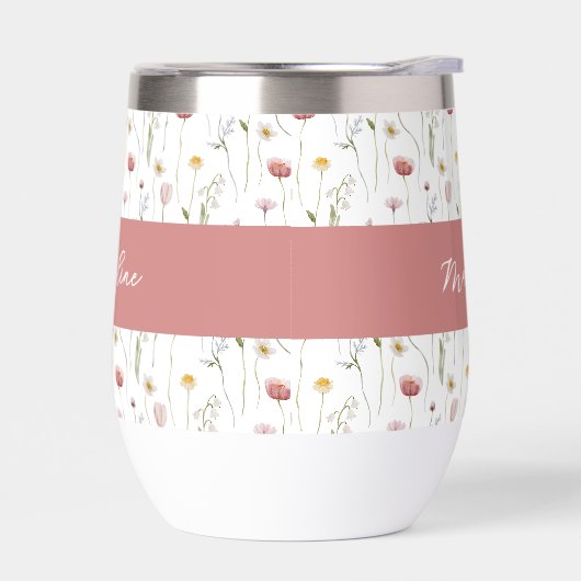 Dusty Pink Wildflower Watercolor Monogram Name (左面)