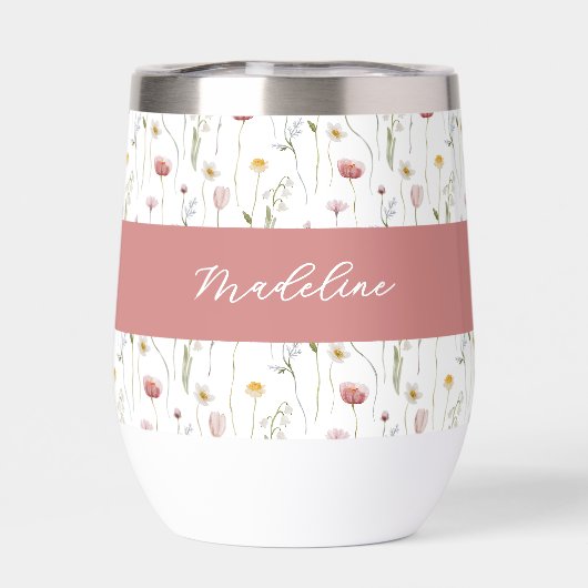 Dusty Pink Wildflower Watercolor Monogram Name (背面)