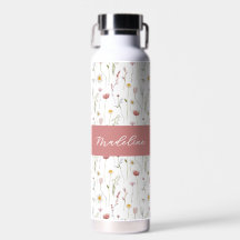 Dusty Pink Wildflower Watercolor Monogram Name