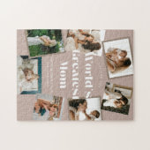 Dusty Pink World's Greatest Mom 7 Photo Collage ジグソーパズル (横)