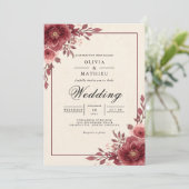 Dusty Plum Floral Arch Wedding 招待状 (スタンド正面)