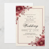 Dusty Plum Floral Arch Wedding 招待状 (正面/裏面)