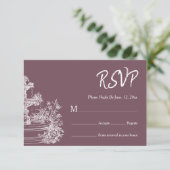 Dusty Plum Line Art Botanical Wedding 出欠カード (スタンド正面)