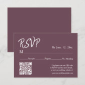 Dusty Plum Line Art Botanical Wedding Details 出欠カード (正面/裏面)