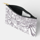 Dusty Plum on White Chrysanthemums with Name アクセサリーポーチ (見開き)