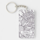 Dusty Plum on White Chrysanthemums with Photo キーホルダー (正面)