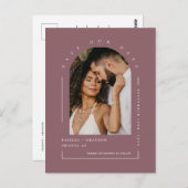 Dusty Purple Boho Arch写真QRコード救日付 ポストカード (正面/裏面)