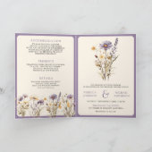 Dusty Purple Boho Wildflower QR Code Wedding 招待状 (内部)