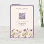 Dusty Purple Boho Wildflower QR Code Wedding 招待状 (裏面)