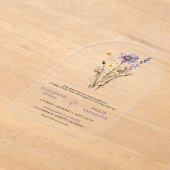 Dusty Purple Boho Wildflower Wedding アクリル招待状 (レイダウン)