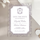 Dusty Purple Catholic Wedding Save the Date アクリル招待状