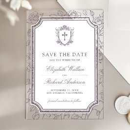 Dusty Purple Catholic Wedding Save the Date アクリル招待状