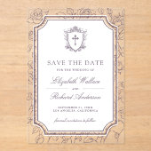 Dusty Purple Catholic Wedding Save the Date アクリル招待状 (正面)