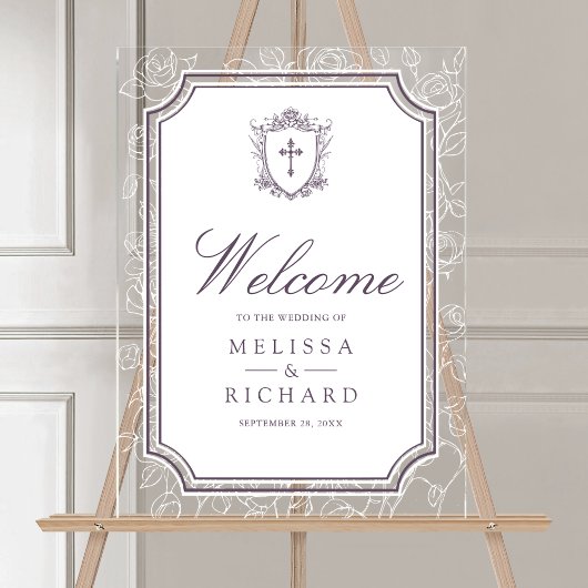 Dusty Purple Catholic Wedding Welcome アクリルサイン