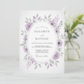 Dusty Purple Painterly Floral Wedding 招待状 (スタンド正面)