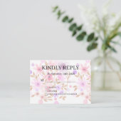 Dusty Purple Silver Gray Floral Rustic RSVP Card エンクロージャーカード (スタンド正面)