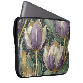 Dusty Purple Tulip Dream - Vintage Botanical Art ラップトップスリーブ