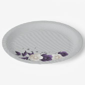 dusty purple white flowers botanical ペーパープレート (アングル)