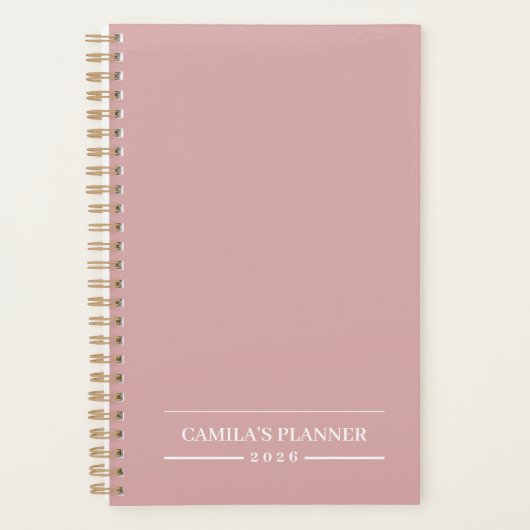 Dusty Rose 2026 Planner | Custom Name & Year プランナー手帳 (正面)