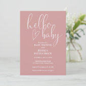 Dusty Rose All In One QR Code Hello Baby Shower 招待状 (スタンド正面)