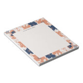 Dusty Rose and Blue Floral with Name ノートパッド (アングル)