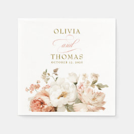 Dusty Rose and Cream Earthy Botanical Wedding スタンダードカクテルナプキン