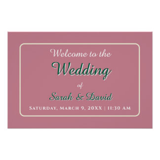 Dusty Rose and Emerald Green Wedding Glossy Poster ポスター