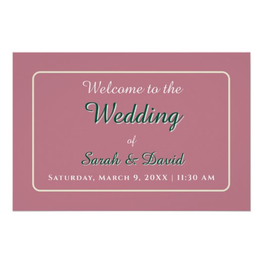 Dusty Rose and Emerald Green Wedding Glossy Poster ポスター (正面)