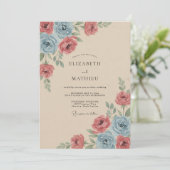 Dusty Rose Artistic Rustic Wedding 招待状 (スタンド正面)