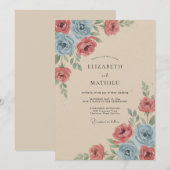 Dusty Rose Artistic Rustic Wedding 招待状 (正面/裏面)