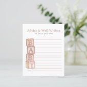 Dusty Rose Baby Blocks Advice & Well Wishes Card (スタンド正面)