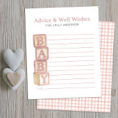 Dusty Rose Baby Blocks Advice & Well Wishes Card