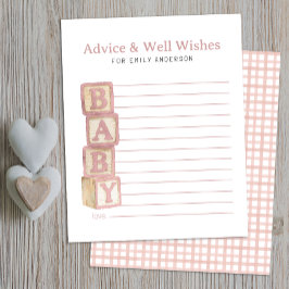 Dusty Rose Baby Blocks Advice & Well Wishes Card