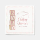 Dusty Rose Baby Blocks Baby Shower Napkins スタンダードカクテルナプキン (正面)