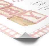Dusty Rose Baby Blocks Cards and Gifts Baby Shower ポスター (角)