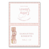 Dusty Rose Baby Blocks Editable Tent Cards  テーブルナンバー (正面)