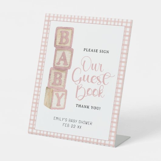 Dusty Rose Baby Blocks Please Sign Our Guest Book  台座サイン (正面)