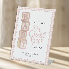 Dusty Rose Baby Blocks Please Sign Our Guest Book  台座サイン
