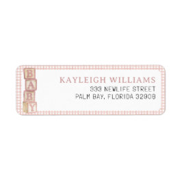 Dusty Rose Baby Blocks Return Address Label ラベル