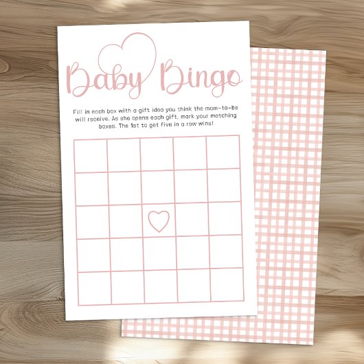 Dusty Rose Baby Shower Bingo Game Card チラシ