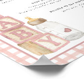 Dusty Rose Baby Shower Signature Drinks Sign  ポスター (角)