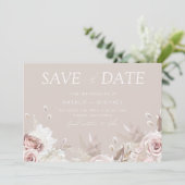 Dusty Rose & Beige Boho Floral Blush Wedding セーブザデート (スタンド正面)