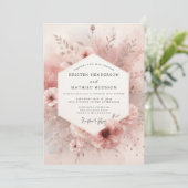 Dusty Rose Bloom Elegance Wedding 招待状 (スタンド正面)