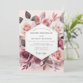 Dusty Rose Blossom Romance Wedding 招待状 (スタンド正面)