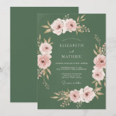 Dusty Rose Blossom Wedding 招待状 (正面/裏面)