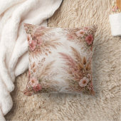 Dusty Rose & Blush Boho Floral Pattern クッション (ブランケット)