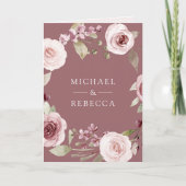 Dusty Rose Blush Floral Ampersand QR Code Wedding 招待状 (正面)