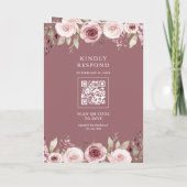 Dusty Rose Blush Floral Ampersand QR Code Wedding 招待状 (裏面)