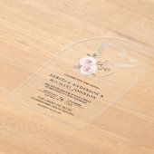 Dusty Rose Blush Floral Ampersand Wedding アクリル招待状 (レイダウン)