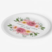 Dusty Rose | Blush Pink Floral Wedding  ペーパープレート (アングル)